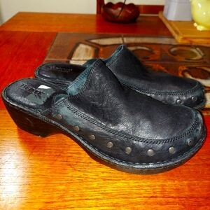 Born Leather Black Clogs 10 Work School Career